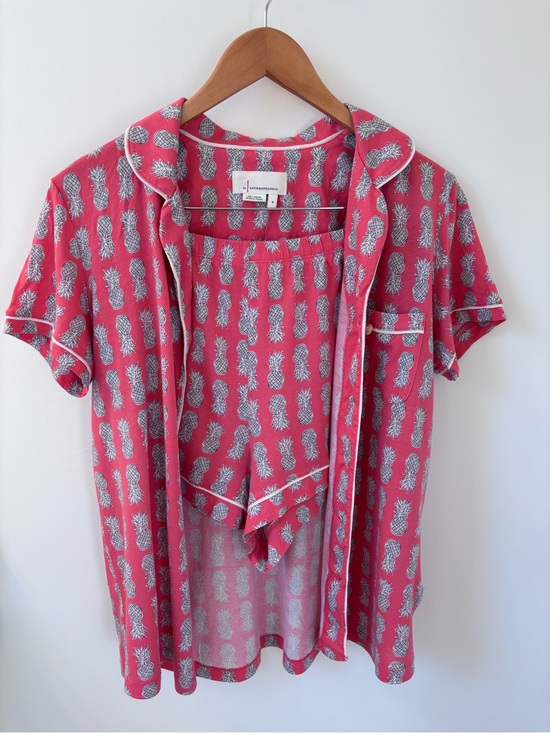 Anthropologie Other - ANTHROPOLOGIE Pineapple Print white and Coral Pyjamas, Sz M.